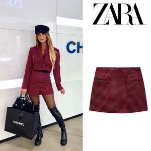 NWT Zara Houndstooth mini skirt